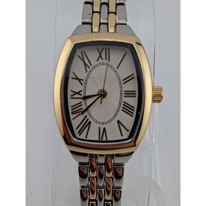 Time & Tru Watch Women 23mm Case Two Tone 7.5" Band- New Battery